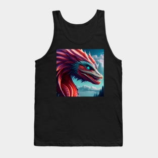 Red, Pink, and Purple Dragon with Cyan Highlights Tank Top